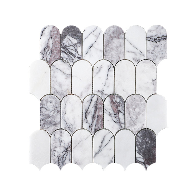 Carreau de mosaïque pour mur et plancher lilas en marbre blanc poli, Mauve