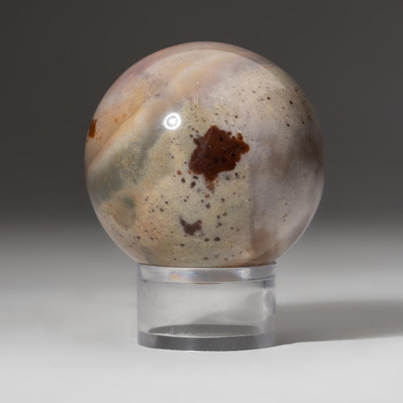 Polished Polychrome Sphere from Madagascar, 2.75" H x 2.75" W x 2.75" D, Gray/Black