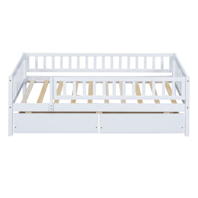 Daybed Wood Bed with Two Drawers, Twin, White