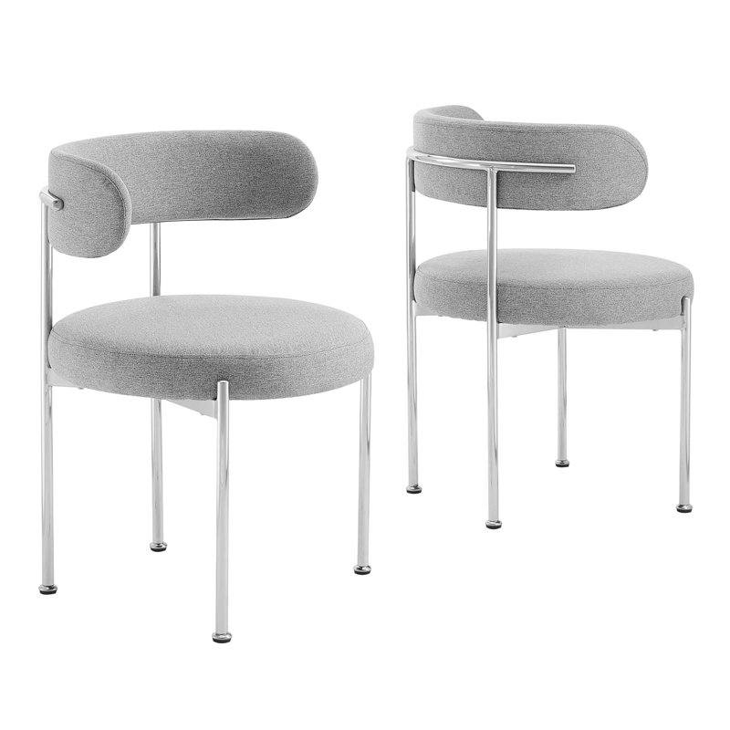 Modway Albie Fabric Dining Chairs, Silver, Gray