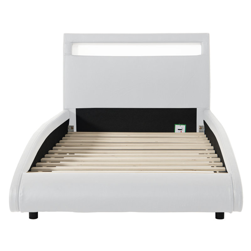 Alamae Upholstered LED Bed, White, Single - 90 x 190 cm