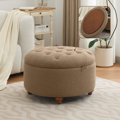 30’’ Wide Upholstered Tufted Round Storage Ottoman