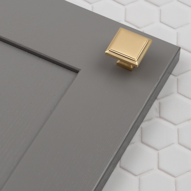 32mm Brushed Brass Square Knob, 32mm Knob