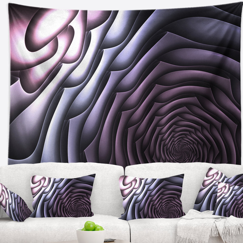 Tapisserie en forme de fleur abstraite en forme de fleur, H 32 po x l 39 po