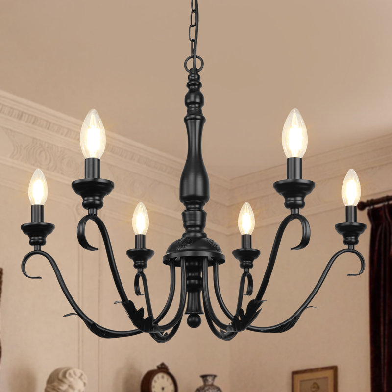 Josuel 6 - Light Dimmable Classic / Traditional Chandelier, Matte Black