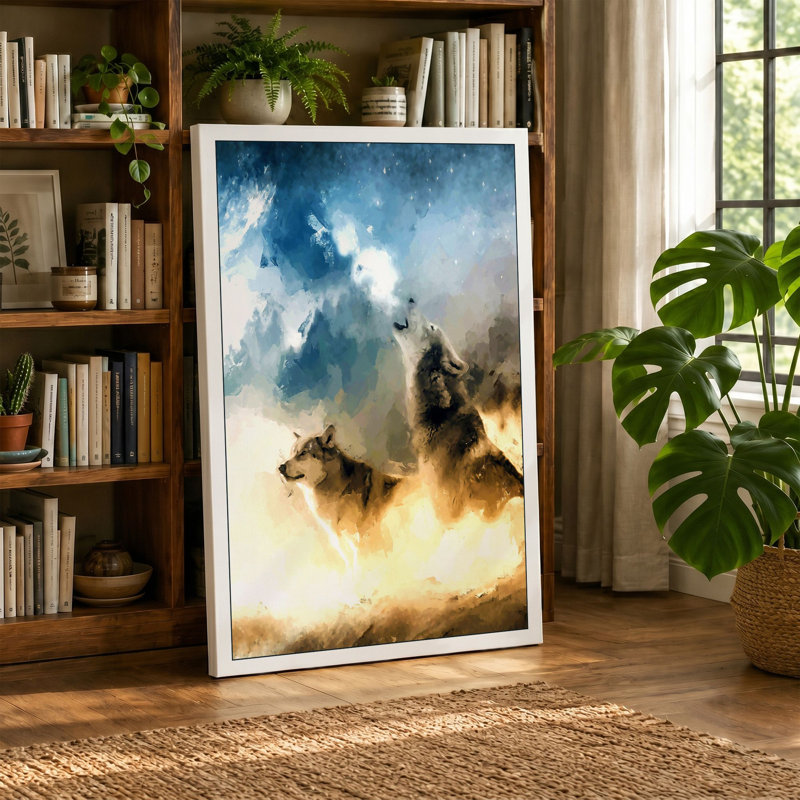 Wolves In Fire Fantasy - Print, 24x16 - 61.0 x 40.6 cm, Cream Border