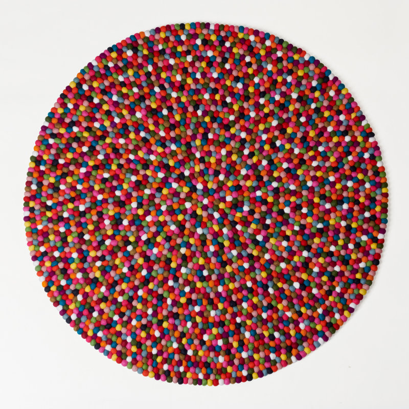 Tapis rond en laine tricoté à la main MODWOOL 47 po (multicolore)