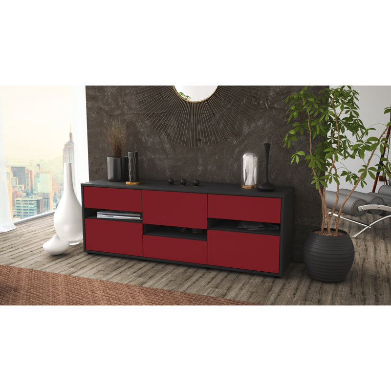 Yandell TV Stand for TVs up to 60", Red / Matte Anthracite