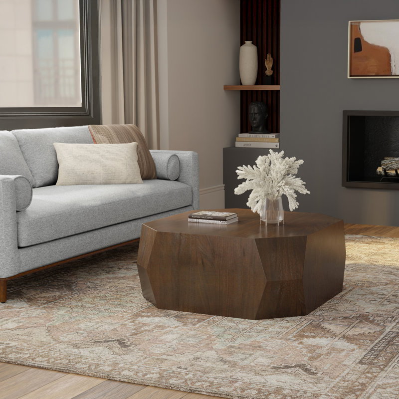 Table basse contemporaine en placage de bois d'acacia massif l 39 po Eisley