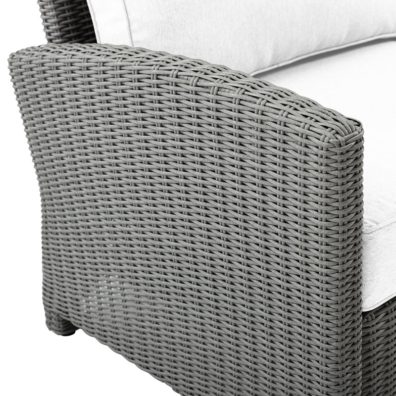 55'' Wide Metal Loveseat with Cushions, Gray, White Sunbrella®