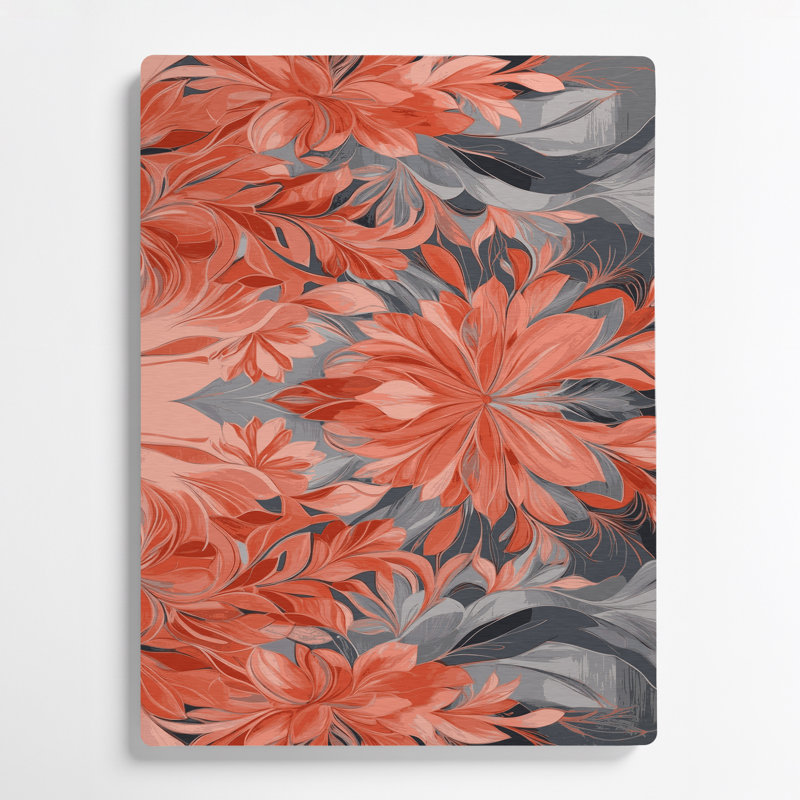 Abstrait floral 62, art mural en métal brun, H 20 po x l 24 po