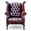 Upholstered Full Grain Leather Wingback Chair-415198413