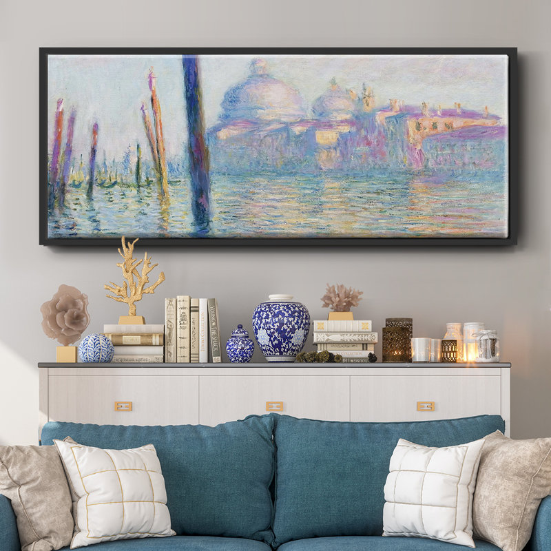 Le Grand Canal à Venise, 1908 01, Toile avec cadre flottant noir, H 8 po x l 20 po x P 1,5 po