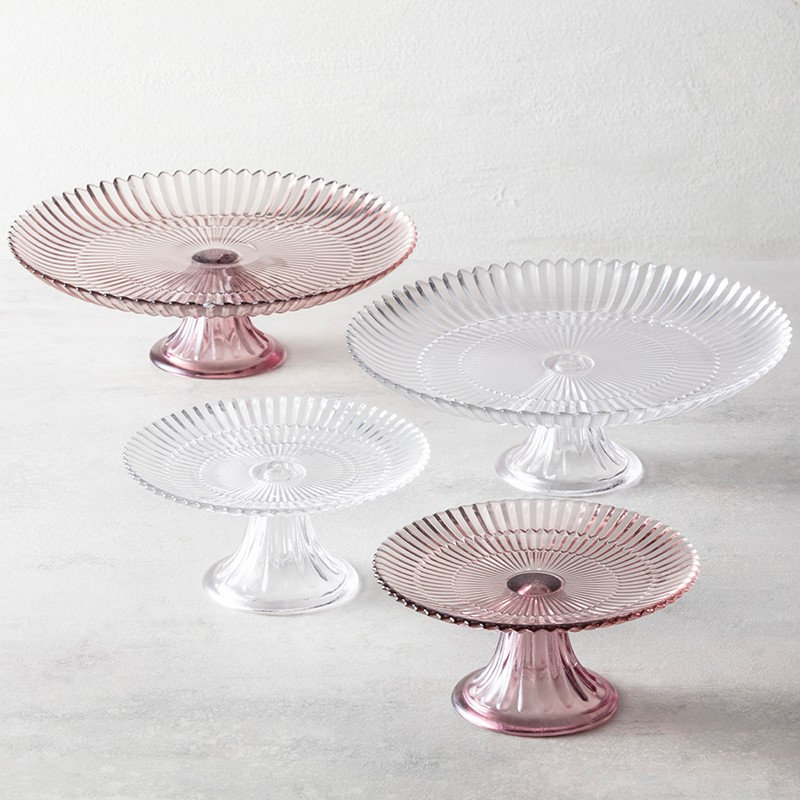 Fortessa Archie Glass Cake Stand, Pink