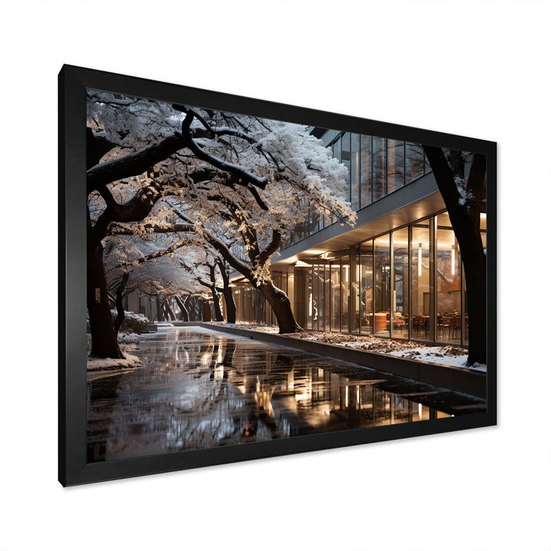 «College University Winter Winter I», reproduction sur toile, Cadre simple noir, H 16 po x l 32 po x P 1 po