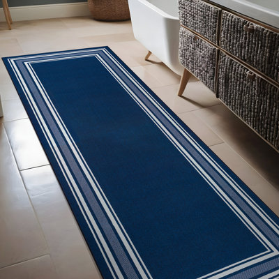 Quinnipack Dark Blue Non-Slip Area Rug