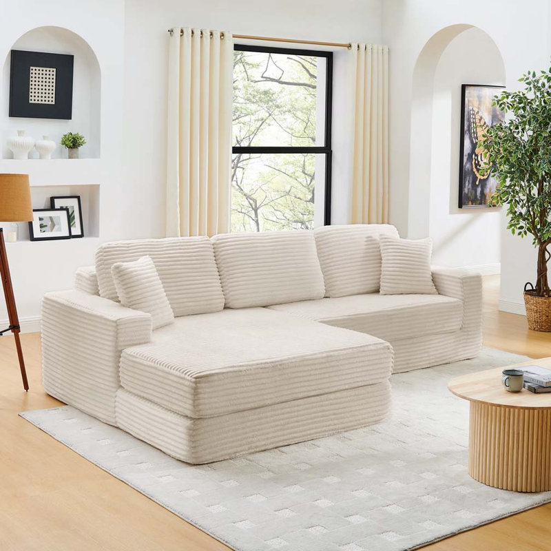 Canapé modulaire en velours côtelé Corduroy, Beige