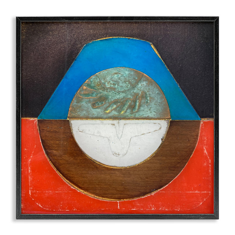 Giclée encadrée ronde et rustique, design par Matthew Finger, H 24 po x l 24 po, Giclée encadrée noir minuit