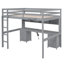Lit mezzanine en bois pleine grandeur avec bureau, armoires, tiroirs, plateau de chevet et station de charge-310127056