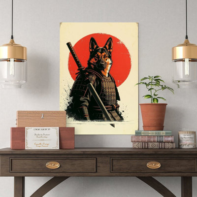 Canvas Wall Art Ninja Dog Holding A Katana Sword Poster-1 Vintage Poster Print Home Decor