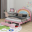 Lit plateforme en velours arc-en-ciel avec tiroir de rangement-1759109357