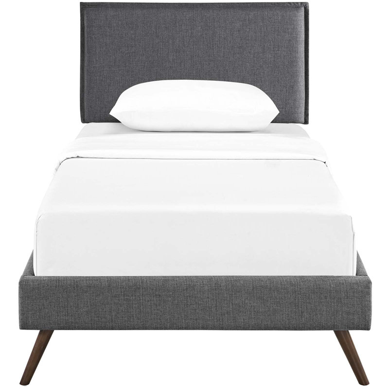 Lit plateforme Amaris avec pieds évasés ronds par Modway, Gris, Simple
