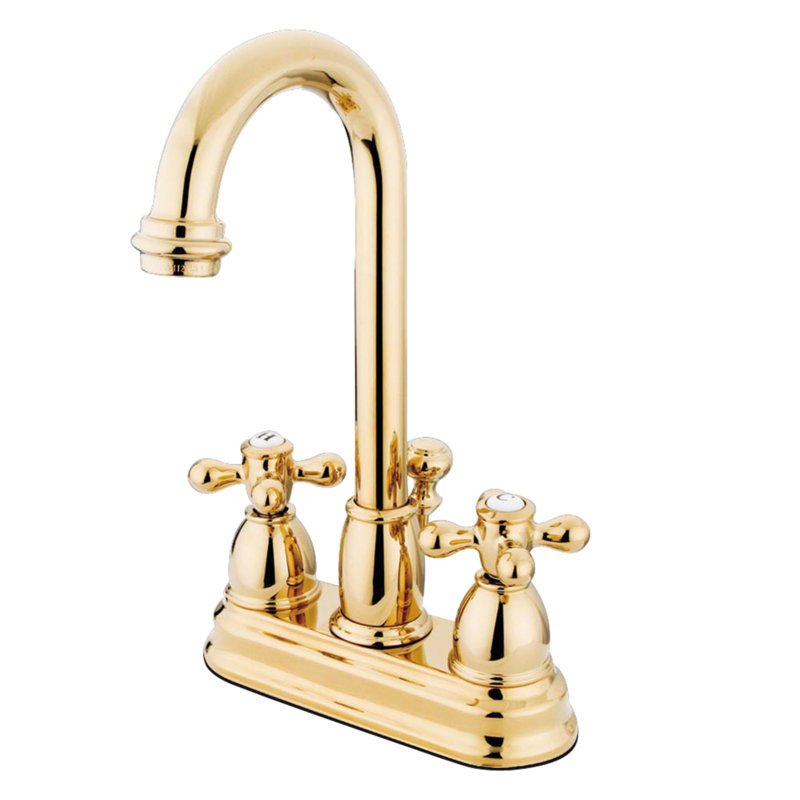 Robinet de salle de bain central avec ensemble de drain, Laiton poli