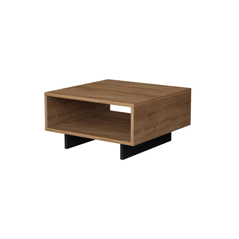 Modern Coffee Table, Oak & Anthracite, 23.6 x 23.6 x 12.6 inches | 100% Melamine Coated Particle Board, Thickness: 0.7 inches | Scandinavian Design, Self Assembly, Stylish & Functional for Living Room, Family Room