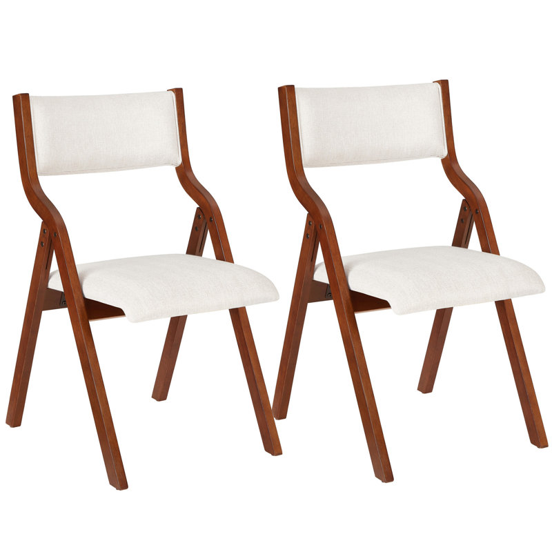 2 chaises de salle à manger pliables blanc cerise et crème. Peu encombrant, facile à transporter. Pas d'assemblage. Support de dos ergonomique. Pour la chambre, le bistro et le visiteur. Conception légère. Capacité de 250 lb. 19 po x 21,25 po x 34 po