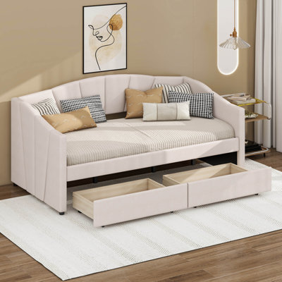 Upholstered Daybed Twin Size With Two Drawers