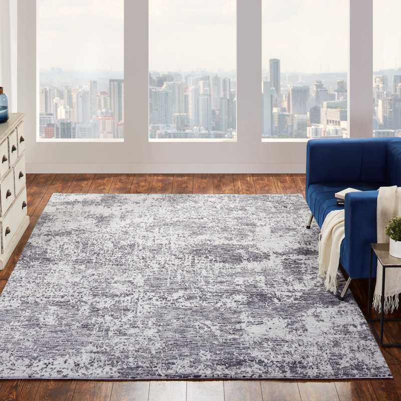 Tapis abstrait touffeté, Rectangle 8 pi 6 po x 11 pi 6 po, Grey Marble