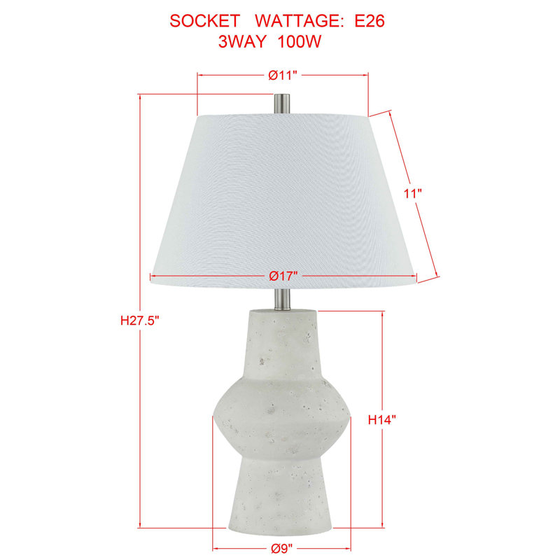 Penn 28" Table Lamp with Linen Shade, Off-White