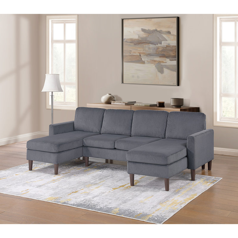 Ensemble modulaire 3 pièces en velours côtelé, Velours côtelé gris foncé