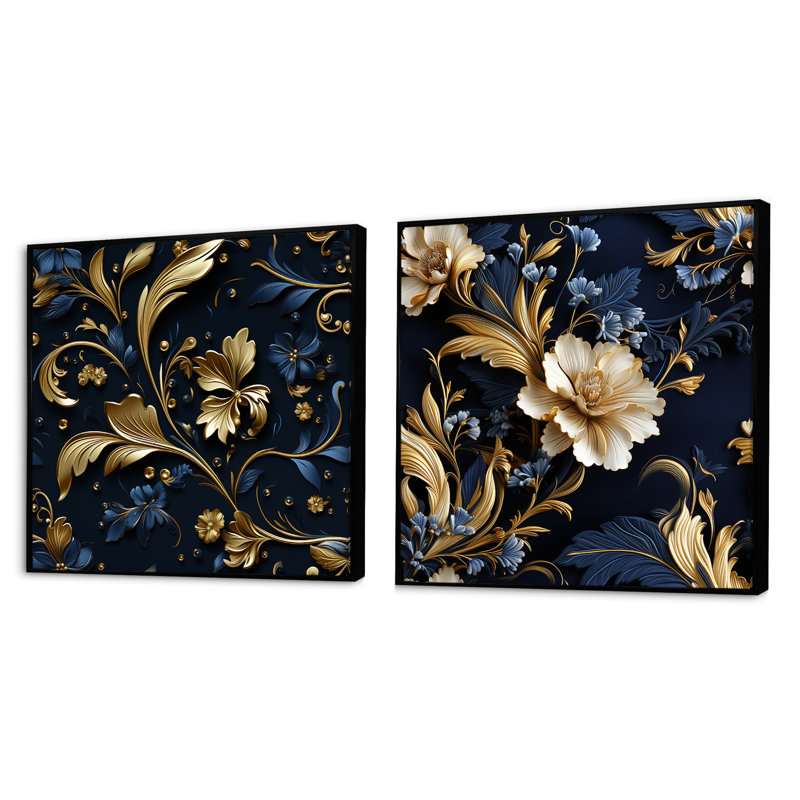 Regal Baroque Flourish Victorian, Cadre flottant noir, H 16 po x l 33 po