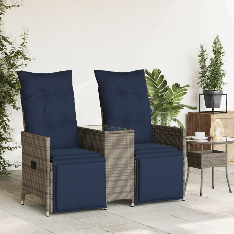 Canapé de patio inclinable 2 places Vidaxl, Gris, Gris foncé