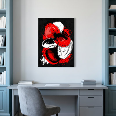 Abstract Red And White Brushstroke Canvas Wrapped Wall Art Oil Painting Print Set Of 1