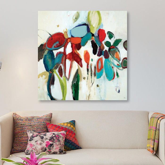 « floral hints », impression sur toile, H 18 po x l 18 po x P 1,5 po, Pas de tapis, Toile tendue