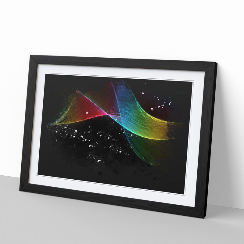 Rainbow Smoke Vol (3) - Picture Frame Painting, 36cm H x 48cm W x 2cm D, Black Framed