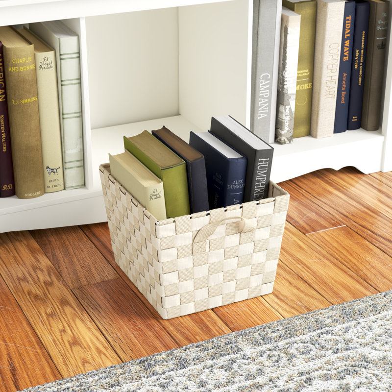 Panier en tissu à sangle moyenne, H 8 po x l 12 po x P 10 po, Ivoire