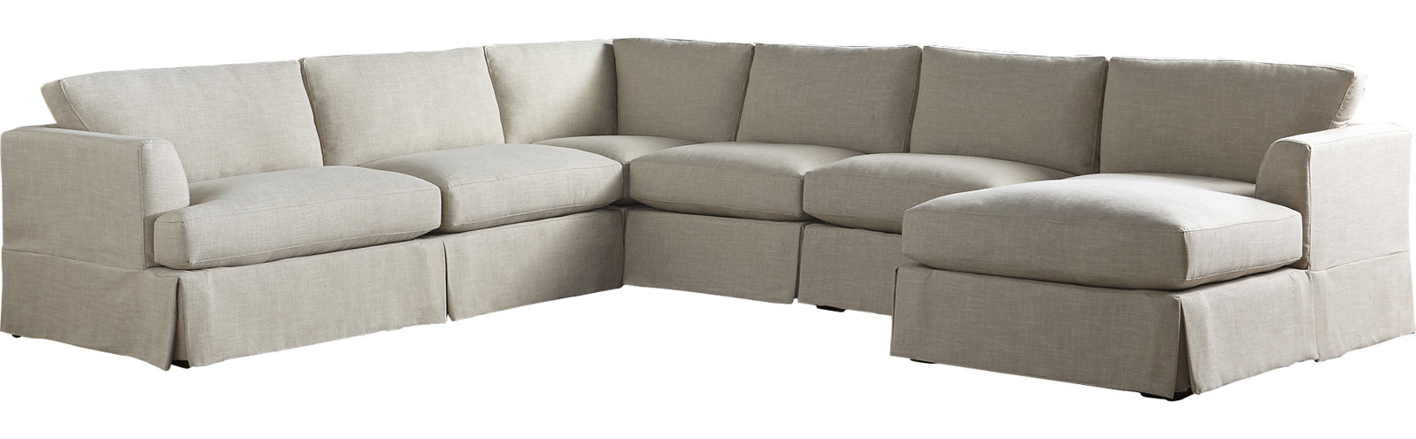 Lucia 151" W U-Shaped Sectional , Right Hand Facing, Conversation Linen Basketweave