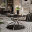Table basse moderne en verre avec 2 niveaux et structure chromée-986637427-986637428