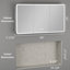 Aura l 60 po x 32 po Pharmacie rectangulaire en aluminium avec miroir H, anti-buée, fonction mémoire, fixation murale ou encastrée, tablettes réglables en verre, prise électrique homologuée UL