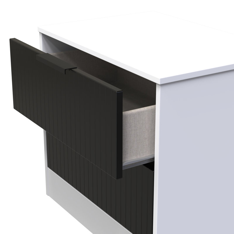 Berklie 2 Drawer Midi Chest (Ready Assembled), Deep Black/White