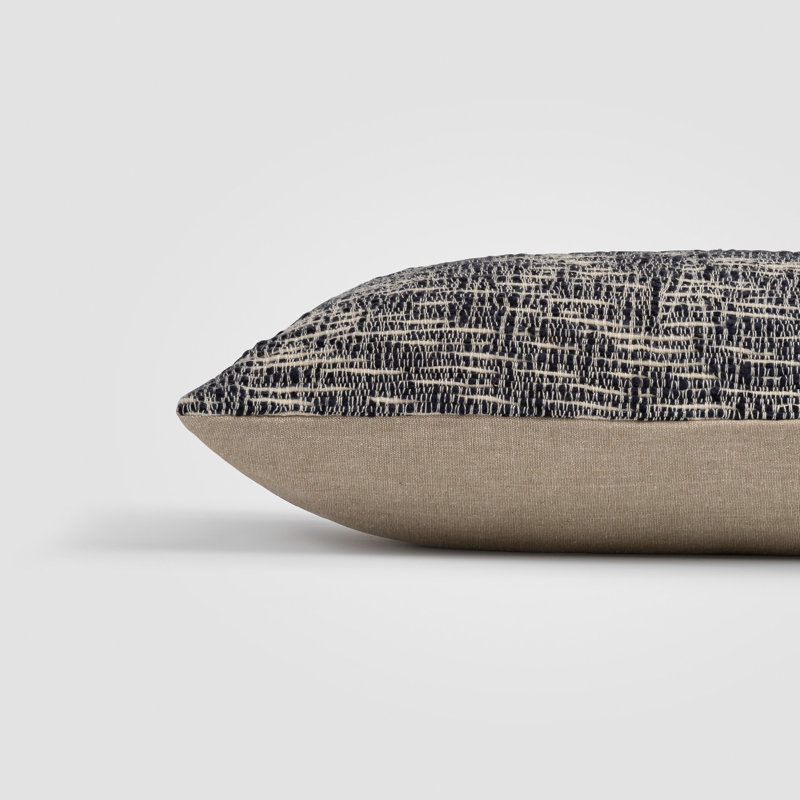 Sand & Sea Blue & Tan Coastal Stripe Lumbar Pillow, 12" x 20", Throw Pillow For Couch or Bed