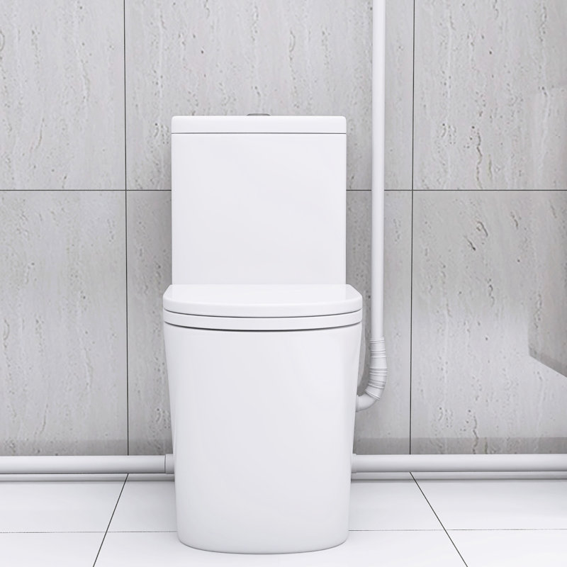 Toilet With 600W Powerful : Dual Flush, 17.25" Compliant Seat, Soft-Close, 3 Water Entries, White Modern For Basement: Comfort Soft-Close Lid, Inlets,