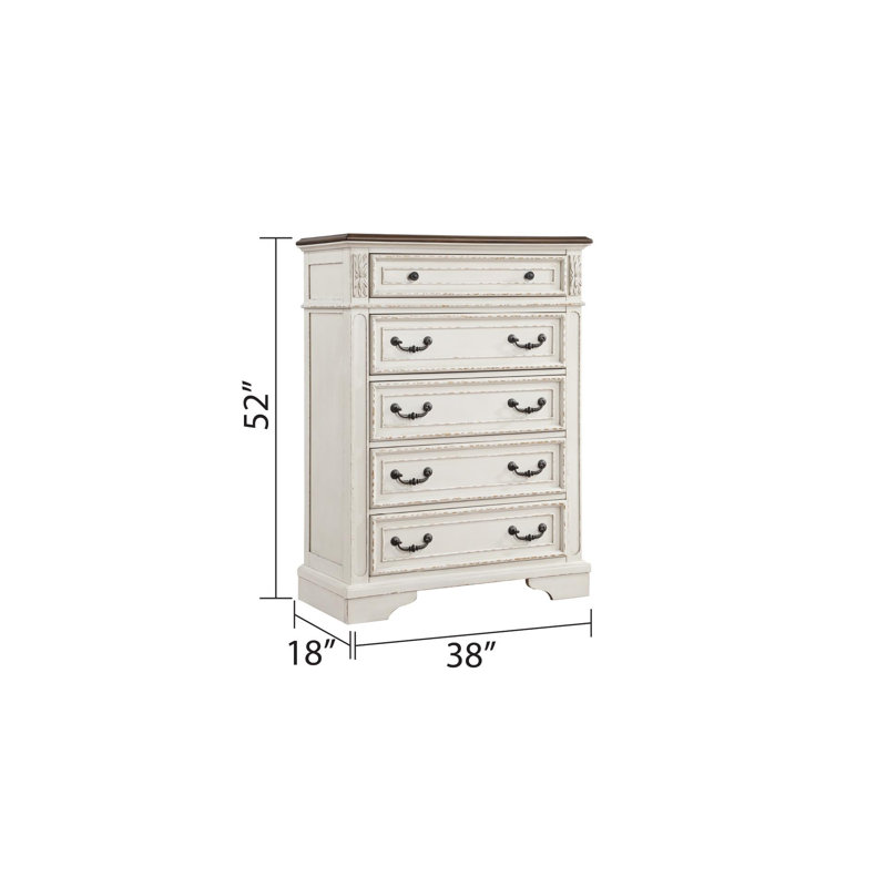 Ensemble de chambre Ayden, Grand, 5 pièces : lit, table de chevet, commode, miroir