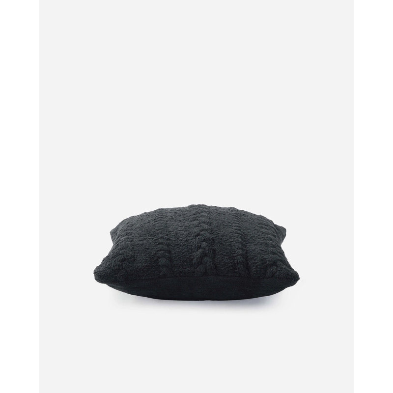 Braided Square Pillow Cover & Insert, Black