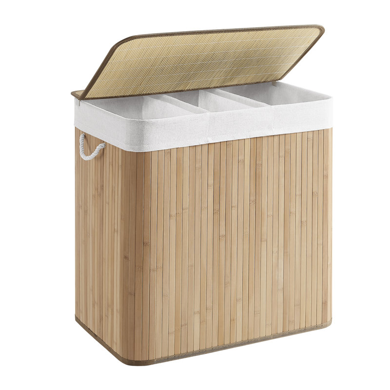 Bamboo Laundry Sorter with Handles, Natural