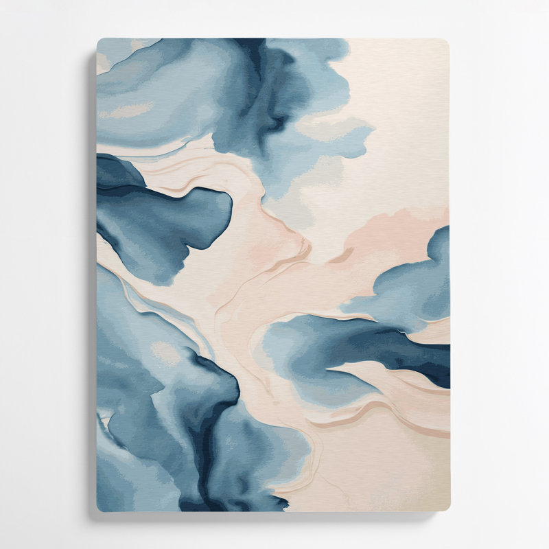 Art mural abstrait en métal beige 21, H 12 po x l 18 po