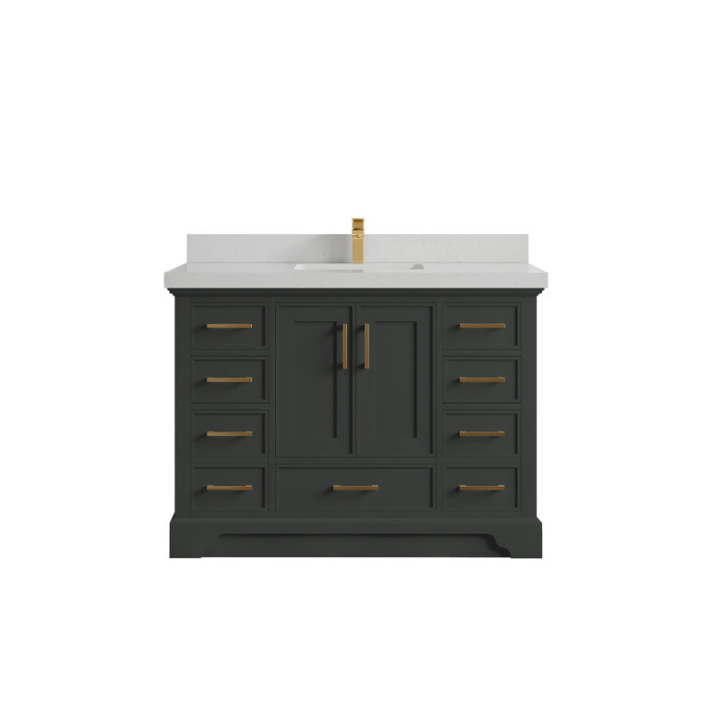 Charlotte 48'' Single Bathroom Vanity with Top, Carrara Quartz